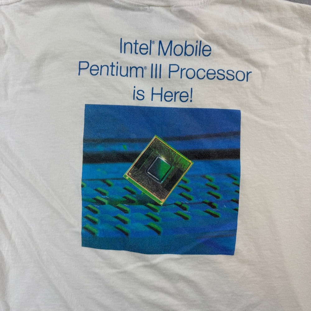 Vintage Intel Pentium 3 T-Shirt Mens XL White Tech Graphic Processor Computer - Picture 10 of 10
